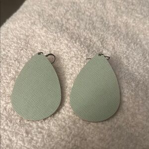 Nickel and Suede Elegant Mint Green Teardrop Earrings